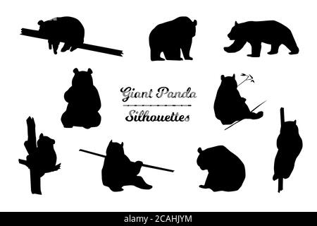 Silhouettes géantes pour animaux panda. Illustration de Vecteur