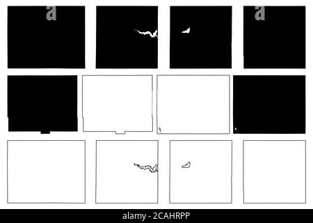 Rooks, Russell, Rush, Republic, Rice and McPherson County, Kansas (comté des États-Unis, États-Unis d'Amérique, États-Unis, États-Unis), illustration vectorielle de la carte, scri Illustration de Vecteur