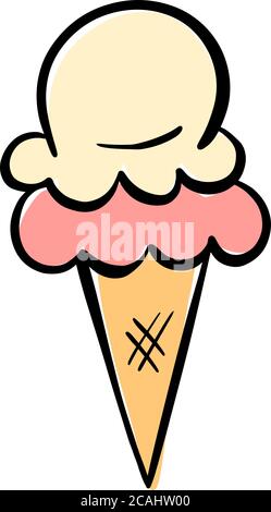 Dessin animé crème glacée dans une illustration vectorielle conique Illustration de Vecteur