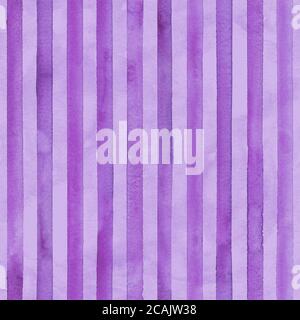 Aquarelle violet rayures lilas arrière-plan. Motif rayé sans coutures. Texture à rayures aquarelle dessinées à la main. Imprimé pour motif toile, tissu textile Banque D'Images