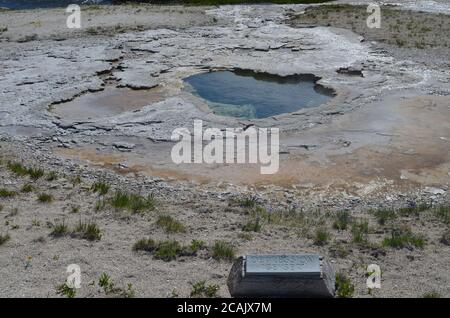 PARC NATIONAL DE YELLOWSTONE, WYOMING - 8 JUIN 2017 : Geyser de dépression du groupe Geyser Hill dans le bassin supérieur de Geyser Banque D'Images