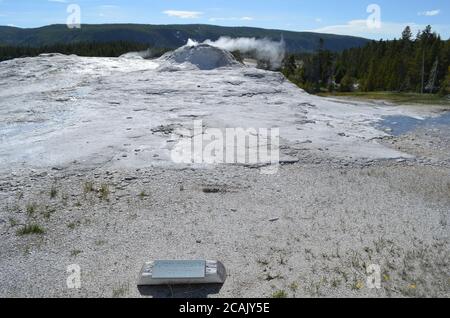 PARC NATIONAL DE YELLOWSTONE, WYOMING - 8 JUIN 2017 : Little Cub, Lioness, Big Cub & Lion geysers of the Lion Group sur Geyser Hill, dans le bassin supérieur de Geyser Banque D'Images