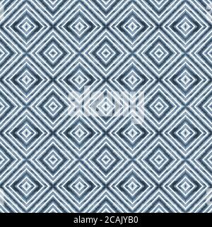 Motif de carrés en losange géométrique aquarelle sans couture. Rayures bleu marine sur fond blanc. Aquarelle à rayures dessinées à la main. Imprimer pour le tissu Banque D'Images