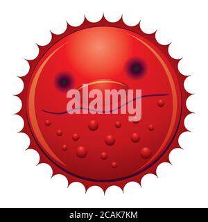 Personnage de mascotte de virus de corona frais avec visage smirking. Coronavirus sous la forme d'un mal, visage smiley méchant, style de conception d'icône avec visage smilking. Illustration de Vecteur