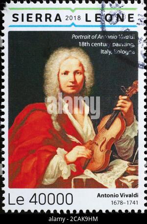 Portrait du compositeur italien Antonio Vivaldi sur le timbre Banque D'Images