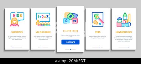 Éducation préscolaire Onboarding éléments icônes définir le vecteur Illustration de Vecteur