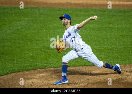 Queens, États-Unis. 07e août 2020. New York mets relief Pitcher Chasen Shreve (47) emplacements dans le sixième repas contre les Miami Marlins à Citi Field à New York le vendredi 7 août 2020. Photo de Corey Sipkin/UPI crédit: UPI/Alay Live News Banque D'Images