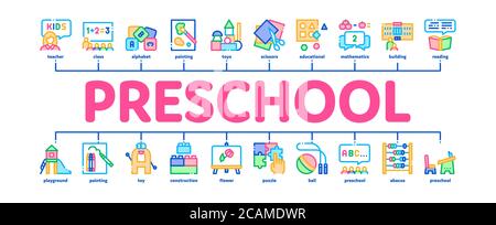 Education préscolaire - vecteur de bannière Infographique minimal Illustration de Vecteur