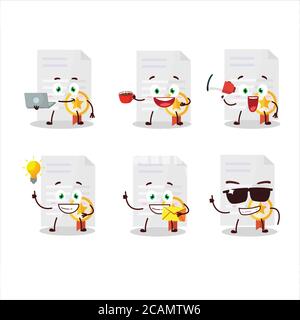 Personnage de dessin animé de diplôme avec divers types d'émoticônes d'affaires Illustration de Vecteur