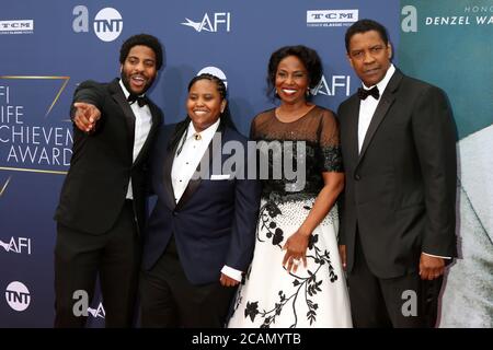 LOS ANGELES - 6 JUIN : John David Washington, Katia Washington, Pauletta Washington, Denzel Washington à l'AFI rend hommage à Denzel Washington au Dolby Theatre le 6 juin 2019 à Los Angeles, CA Banque D'Images