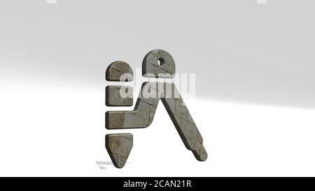 ICÔNE 3D de LA BOUSSOLE DE L'OUTIL DE CONCEPTION debout sur le sol - Illustration 3D pour l'arrière-plan et le résumé Banque D'Images