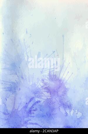 Arrière-plan aquarelle avec taches et éclaboussures de bleu doux. Fond vectoriel pour votre créativité Illustration de Vecteur