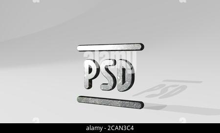 Document de conception psd icône 3D debout sur le sol - Illustration 3D pour l'arrière-plan et le résumé Banque D'Images