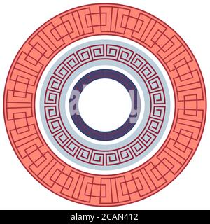 Ensemble de cadres ronds avec un motif grec. Elément vectoriel pour la conception de cartes, d'invitations et de votre dessin Illustration de Vecteur
