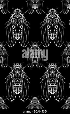 Texture sans couture sur tableau noir avec cigales. Fond vectoriel pour votre créativité Illustration de Vecteur