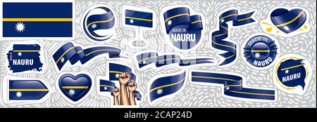 Ensemble vectoriel du drapeau national de Nauru dans divers dessins créatifs Illustration de Vecteur