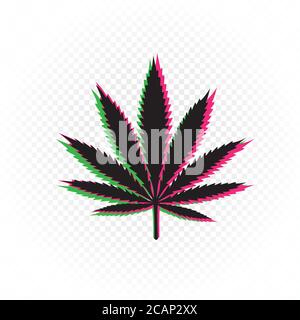 signe de drogue de cannabis en forme de glitch coloré Illustration de Vecteur