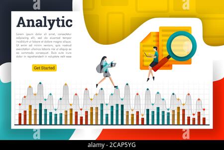 Analysez les documents et expliquez-les sur des graphiques analytiques Illustration de Vecteur