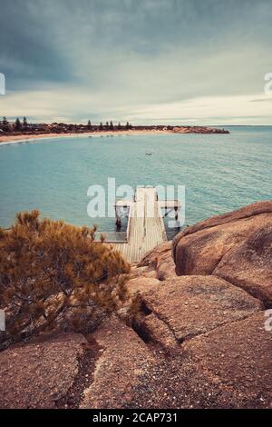 Port Elliot Jetty au crépuscule, Horseshoe Bay, Australie méridionale Banque D'Images