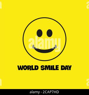Illustration du lettrage de la Journée mondiale des souriants. Conception isolée sur fond jaune. Banque D'Images