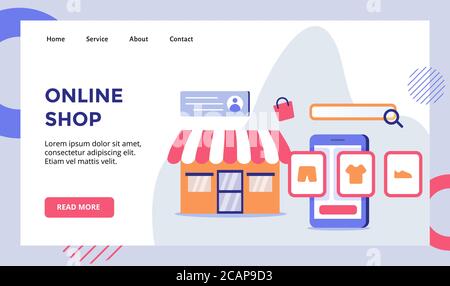 Boutique en ligne mode tissu sur écran smartphone application e-commerce campagne pour site Web accueil page d'accueil modèle de page d'accueil bannière avec Illustration de Vecteur