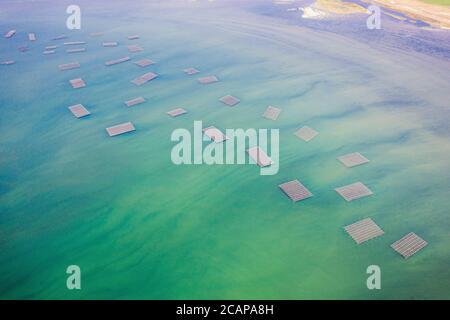 Pisciculture à Delta Aksiou près de Thessalonique, Grèce Banque D'Images