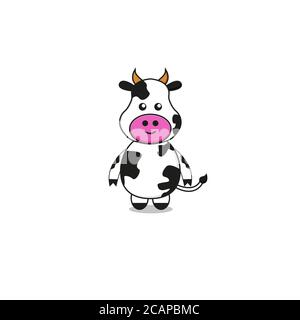 Adorable personnage de mascotte de vache.Illustration isolé sur fond blanc. Banque D'Images