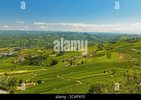 Vue de la Morra sur la cave de Barolo en Italie Banque D'Images