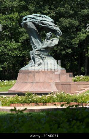 Varsovie Pologne statue du compositeur polonais Frederyk Chopin dans les jardins du parc Lazienki à l'été 2020 Banque D'Images