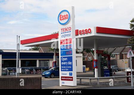 STATION-service ESSO, Dibden Purlieu, Southampton, Hampshire, Angleterre, Royaume-Uni Banque D'Images