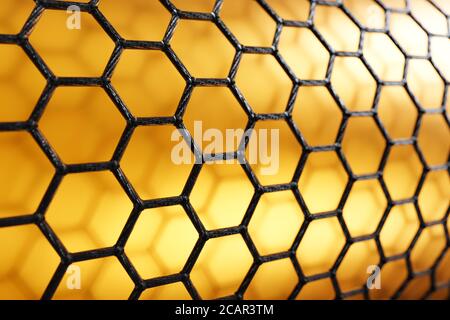 Rendu 3D des nanotubes de carbone sur fond jaune Banque D'Images