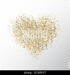 Coeurs dorés scintillants isolés sur fond transparent. Banderole en forme de coeur doré avec poussière d'étoile. Particules magiques. Cœur éclatant. Lu de vacances Illustration de Vecteur
