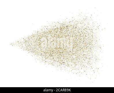 Paillettes dorées sur fond blanc. Gouttes lumineuses en mouvement. Poussière d'étoile magique dorée. Particules légères. Explosion de paillettes brillantes. Feu d'artifice étincelant Illustration de Vecteur