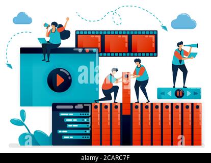 Animator travaillant dans la conception du mouvement des images. Montage et mastering avec logiciel d'animation, création vidéo créative. Industrie de l'affichage numérique Illustration de Vecteur