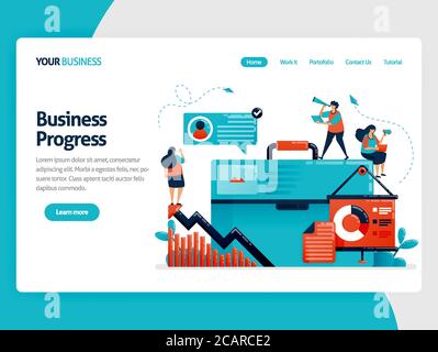 Illustrations d'entreprise de bannière pour la planification des présentations. Stratégie pour accroître la croissance de l'entreprise. Recherche d'idées en affaires. Personnage de dessin animé plat Illustration de Vecteur