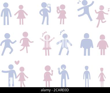 Silhouettes de couples joyeux. Illustration vectorielle isolée sur fond blanc. Illustration de Vecteur