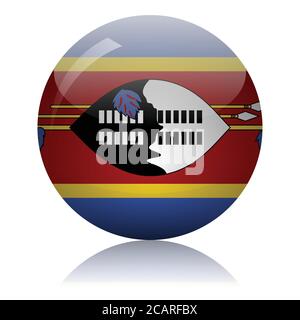 Boule de verre de drapeau du Swaziland sur l'illustration du vecteur de surface du miroir de lumière Illustration de Vecteur