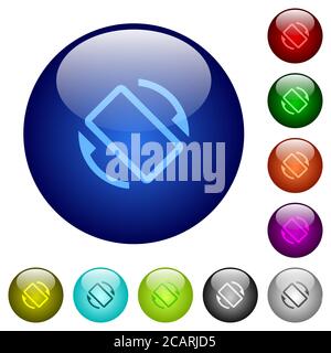 Icônes de rotation automatique de l'écran mobile sur les boutons ronds en verre Illustration de Vecteur
