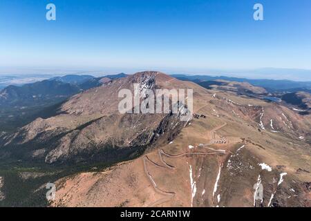 Photo aérienne de Pikes Peak Summit, Colorado, États-Unis Banque D'Images