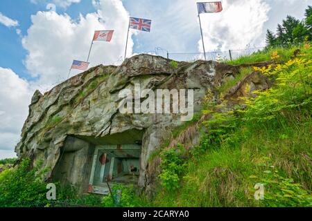 Suisse, canton de Vaud, Vallorbe, fort de la Seconde Guerre mondiale et position d'artillerie face à la frontière française, bunker d'artillerie souterrain Banque D'Images