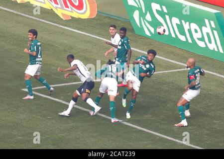 Sao Paulo, Brésil. 08 août 2020. PALMEIRAS X CORINTHIENS - candidature pendant le match entre Palmeiras et Corinthiens tenu à Allianz Parque à São Paulo, SP. Le classique est valable pour le deuxième match de la Paulistão final 2020. (Photo: Ricardo Moreira/Fotoarena) Credit: Foto Arena LTDA/Alay Live News Banque D'Images