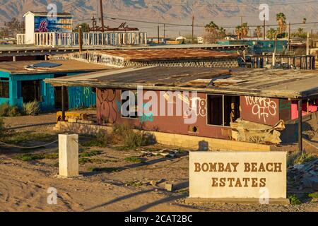 Bâtiments abandonnés, Bombay Beach, Salton Sea, Californie, États-Unis Banque D'Images