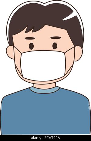 Homme portant un masque médical pour prévenir le virus corona, le covid-19 ou un autre type de virus. Illustration vectorielle isolée sur fond blanc. Illustration de Vecteur