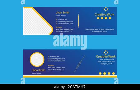 Conception de modèle de signature de courrier. Cartes de visite de bureau pour l'interface utilisateur de webmail avec le lieu. Illustration de Vecteur