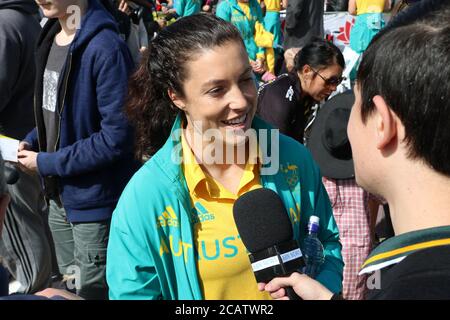 L'équipe olympique australienne a accueilli son domicile à l'Opéra de Sydney après les efforts qu'elle a déployés aux Jeux Olympiques de Rio en 2016. Banque D'Images