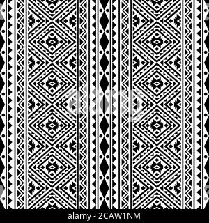 Motif ethnique vertical sans couture de couleur noir et blanc Banque D'Images