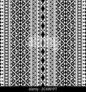 Motif ethnique vertical sans couture de couleur noir et blanc Banque D'Images