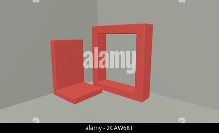Ensemble de groupes de formes géométriques abstraites rouges, arrière-plan abstrait minimal, rendu 3d, scène avec formes géométriques Banque D'Images