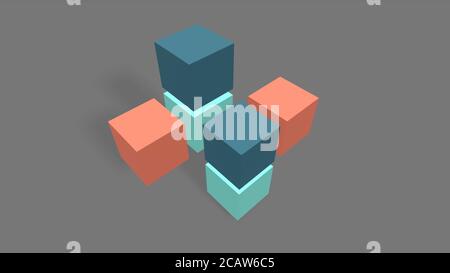 rendu 3d de différentes couleurs Cube sur fond gris Banque D'Images