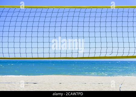 Filet de Beach-volley à Malaga. Andalousie, Espagne Banque D'Images
